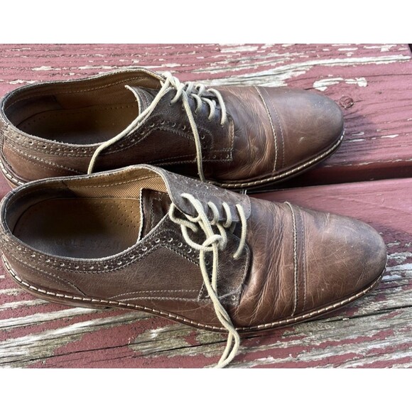 COLE HAAN Men’s Shoes Brown Leather Brogue Cap Derby Oxford Size 10.5 M - Picture 1 of 9